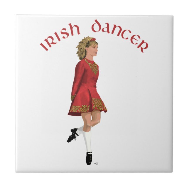 Irish Dancer in Red Ceramic Tile (Front)