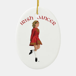 Irish Dancer in Red Ceramic Tree Decoration