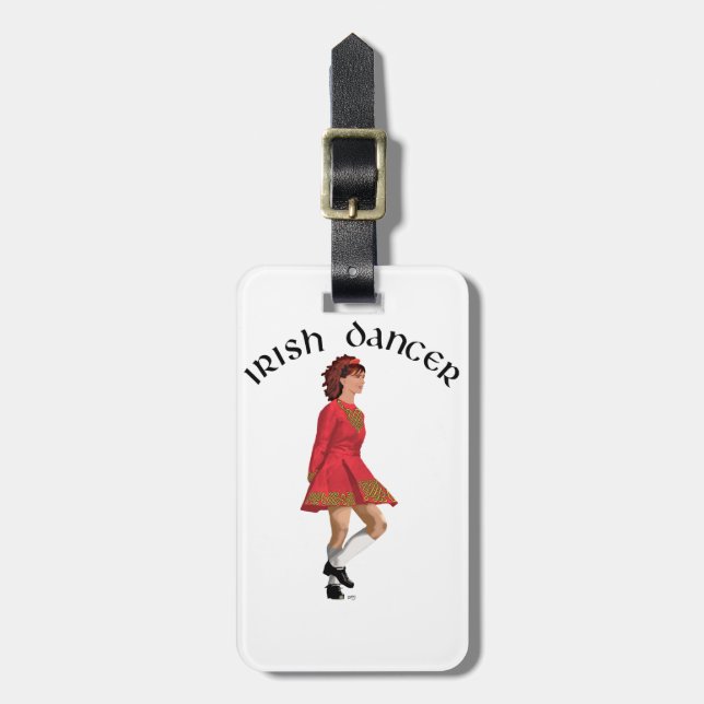 Irish Dancer in Red Luggage Tag (Front Vertical)