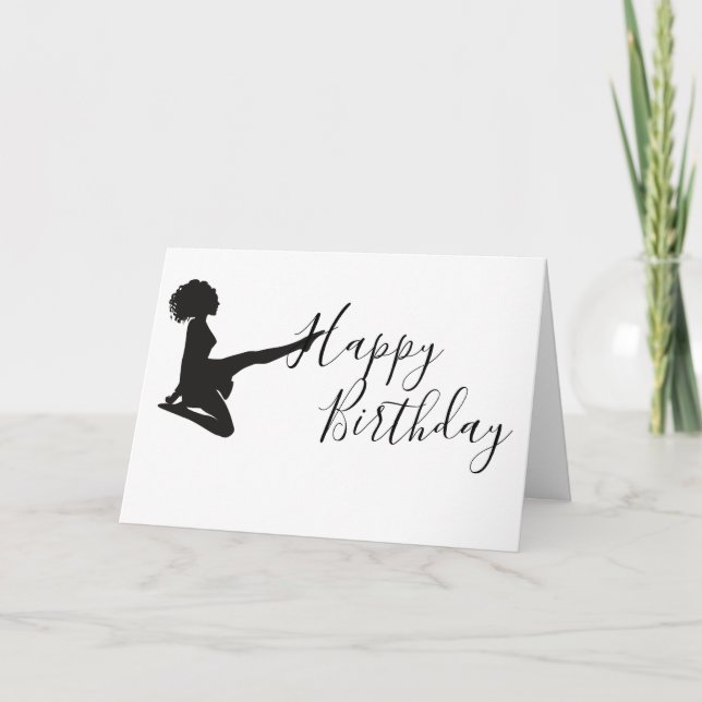 Irish Dancer Soft Shoe Black White Dance Birthday Card (Front)