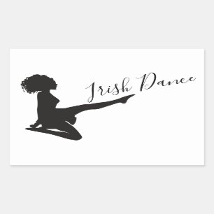 Irish Dancer Soft Shoe Dancing Black White Dance Rectangular Sticker