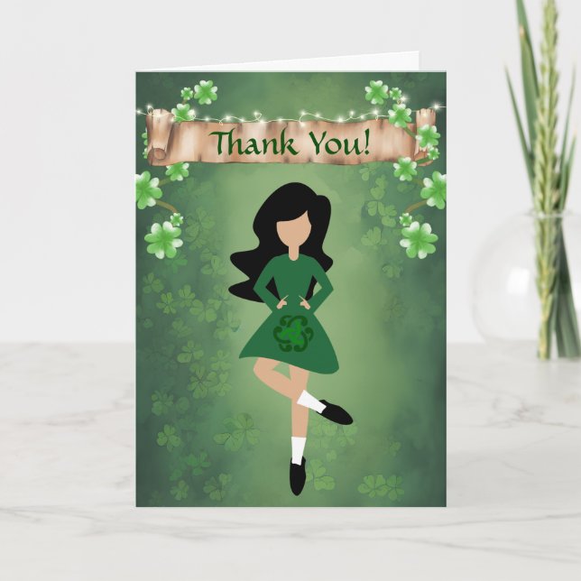 Irish Dancer with Black Hair Irish Step Dance Thank You Card (Front)