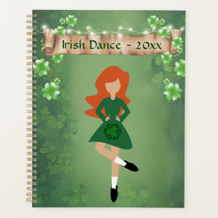Irish Dancer with Red Hair and Clovers Dance Planner