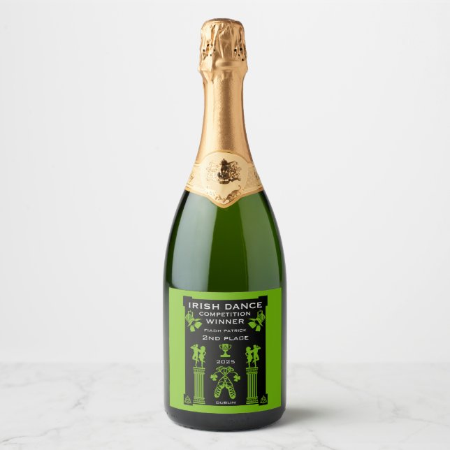 Irish Dancing Competition Certificate Sparkling Wine Label (Front)