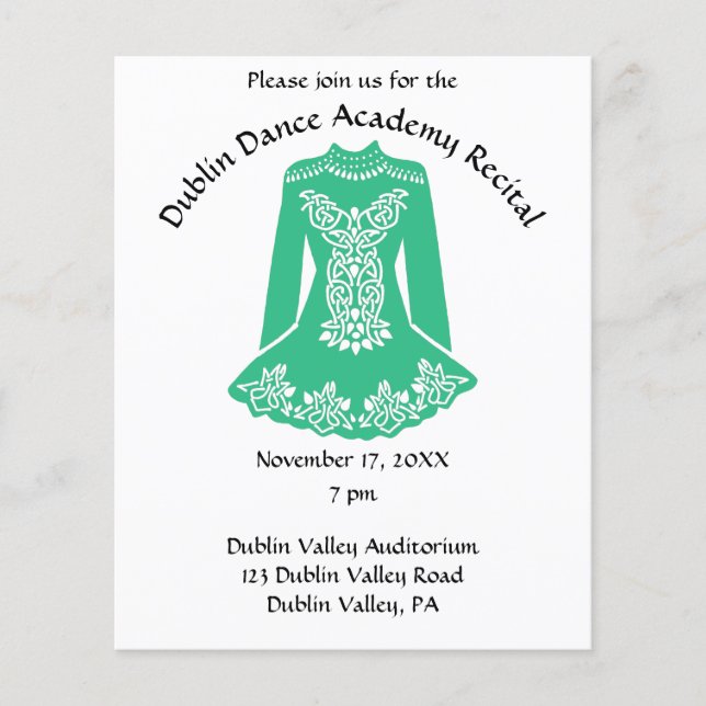 Irish Dancing Dancer Dress Dance Recital Flyer (Front)