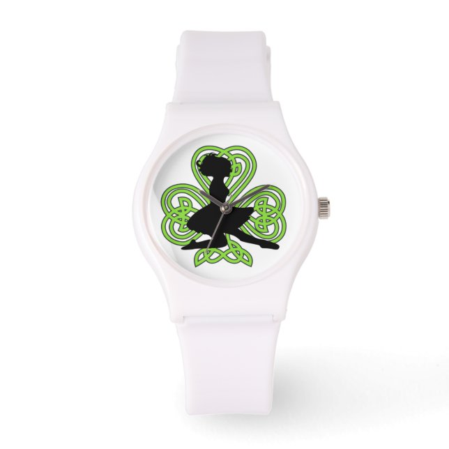 Irish Dancing Shamrock Celtic Knot Watch (Front)