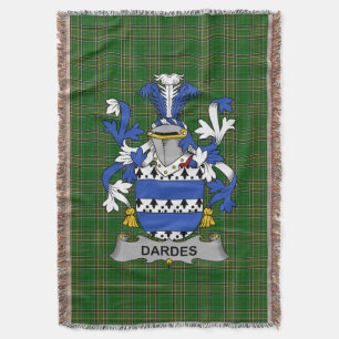  Irish Dardes or Dardis Coat of Arms Family Crest  Throw Blanket