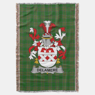  Irish Delamere Coat of Arms Family Crest Ireland Throw Blanket