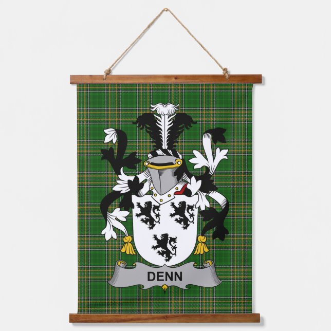 Irish Denn Coat of Arms Family Crest Hanging Tapestry (Front)