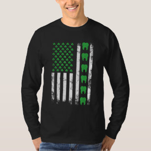Irish Dentist American Flag US Tooth dental St pat T-Shirt