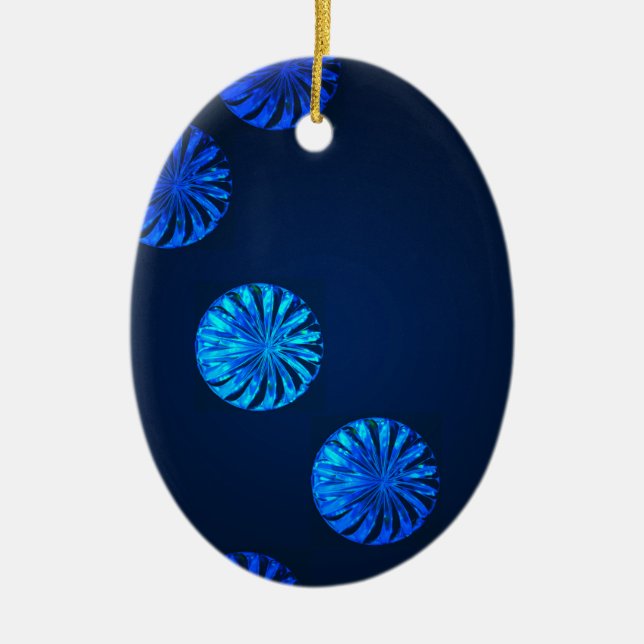 Irish Design Blue Crystal Ceramic Ornament (Front)