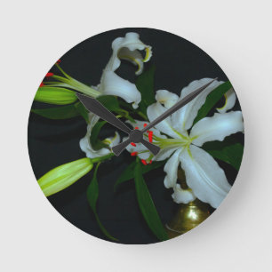 Irish Design-Brass and Flower Collection Round Clock