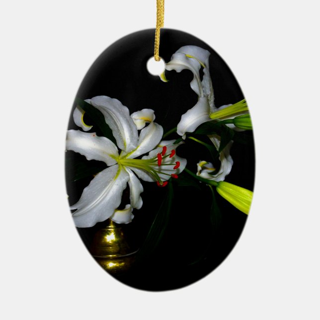 Irish Design-Brass and Flower Design Ceramic Tree Decoration (Front)