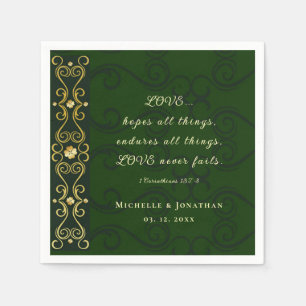 Irish Design LOVE Never Fails Bible Verse Wedding Napkin