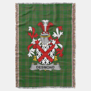 Irish Desmond Coat of Arms Family Crest Ireland Throw Blanket