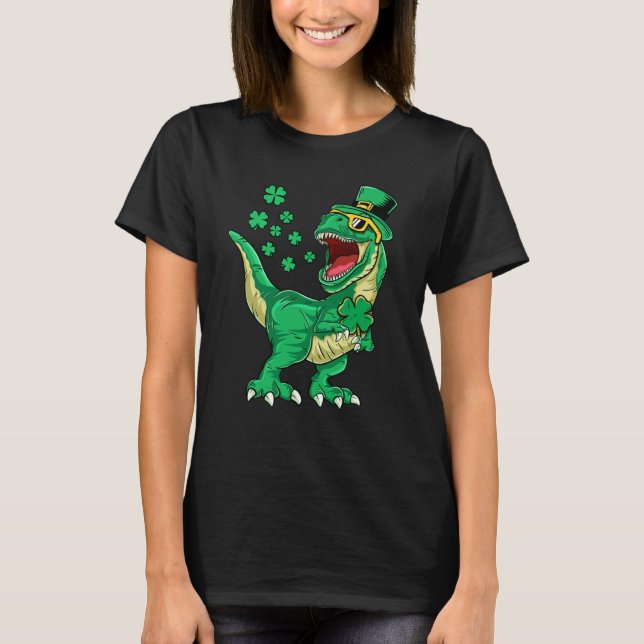 Irish Dinosaur rex Happy St Patrick's Day Toddlers T-Shirt (Front)