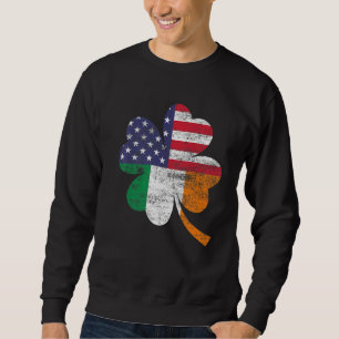 Irish Distressed American Flag Ireland Flag St Pat Sweatshirt