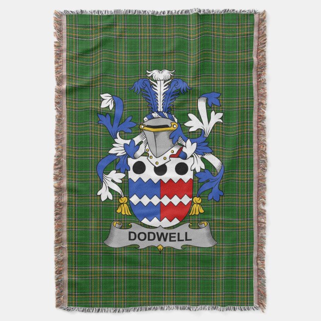  Irish Dodwell Coat of Arms Family Crest Ireland Throw Blanket (Front Vertical)