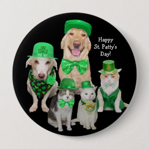 Irish Dogs & Cats St. Patrick's Day 10 Cm Round Badge