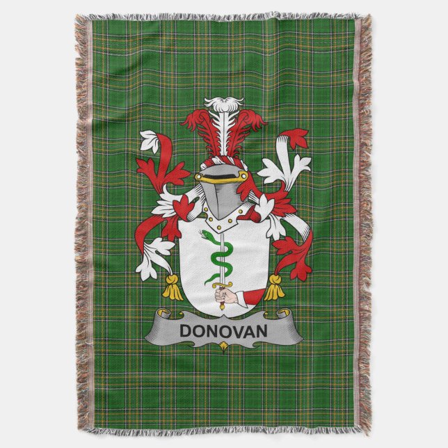  Irish Donovan or O_Donovan Coat of Arms Family Cr Throw Blanket (Front Vertical)