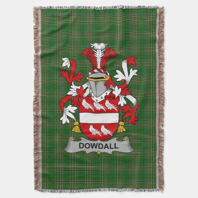  Irish Dowdall Coat of Arms Family Crest Ireland Throw Blanket (Front Vertical)