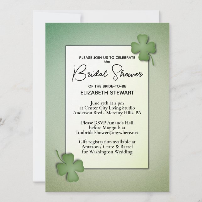 Irish Dream Bridal Shower Invitation (Front)