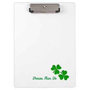 Irish Dream Plan. Do. Small Shamrocks Clover Clipboard