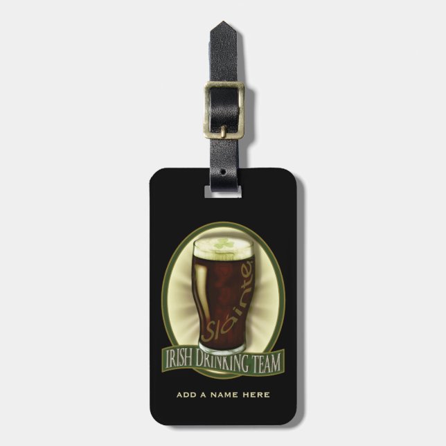 Irish Drinking Team Personalised Luggage Tag (Front Vertical)