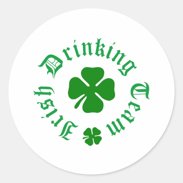 Irish Drinking Team Shamrock Classic Round Sticker (Front)