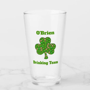 Irish Drinking Team Shamrock Clover Beer Pint Glass