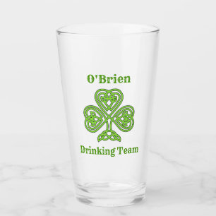 Irish Drinking Team Shamrock Clover Beer Pint Glass