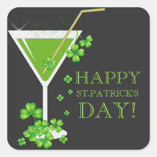 Irish Drinking Team Shamrock Cocktail Stickers