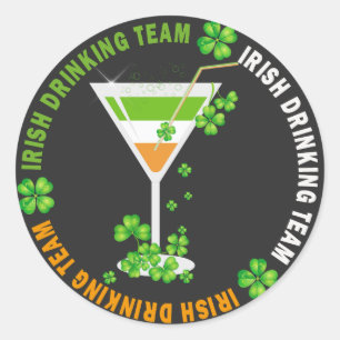 Irish Drinking Team Shamrock Cocktail Stickers