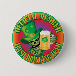 Irish Drinking Team Skull 6 Cm Round Badge