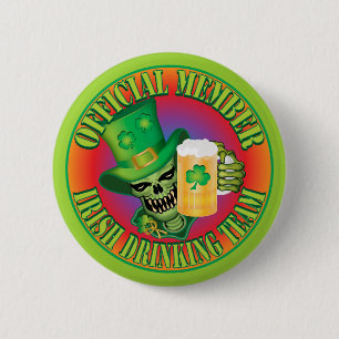 Irish Drinking Team Skull 6 Cm Round Badge