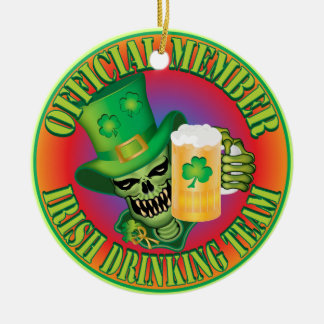 Irish Drinking Team Skull Ceramic Ornament