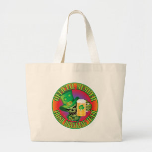 Irish Drinking Team Skull Large Tote Bag