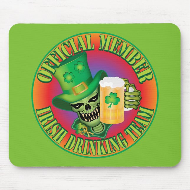 Irish Drinking Team Skull Mouse Pad (Front)