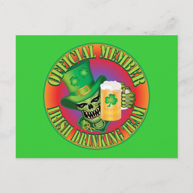 Irish Drinking Team Skull Postcard (Front)