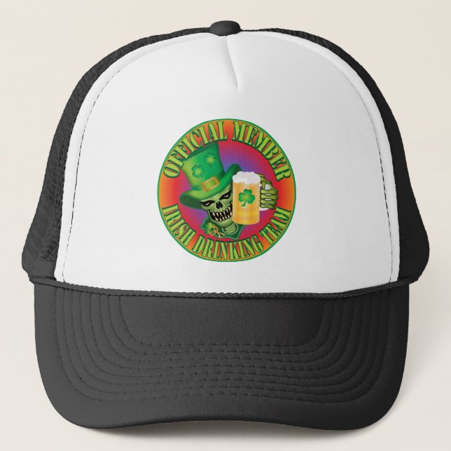Irish Drinking Team Skull Trucker Hat (Front)