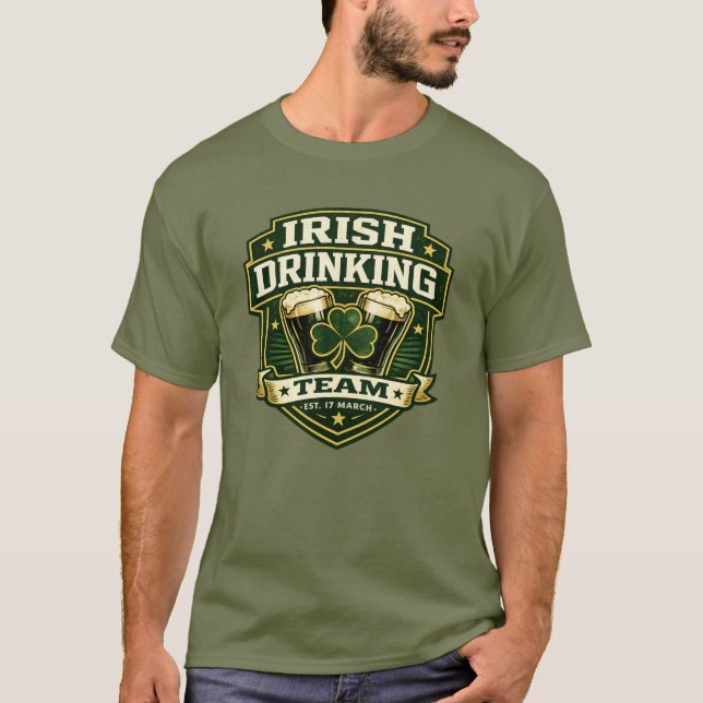 Irish Drinking Team St. Patrick’s Day Funny Beer T-Shirt (Front)