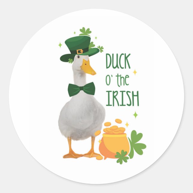 Irish Duck St. Patricks Day  Classic Round Sticker (Front)