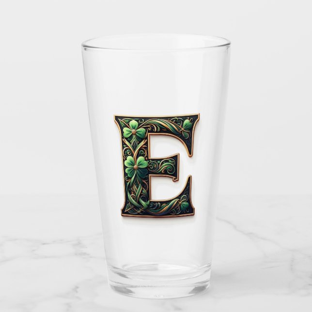Irish E Monogram pint glass (Front)
