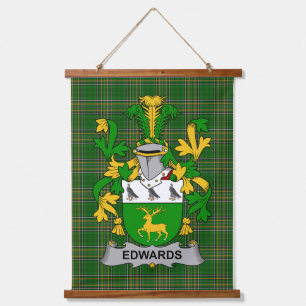 Irish Edwards Coat of Arms Family Crest Hanging Tapestry