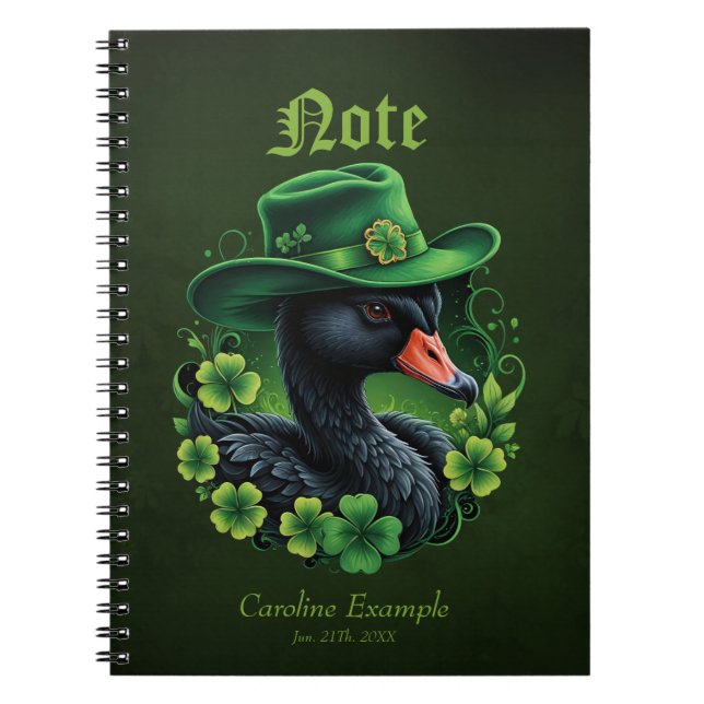 Irish Elegance, The Black Swan of St. Patrick Notebook (Front)