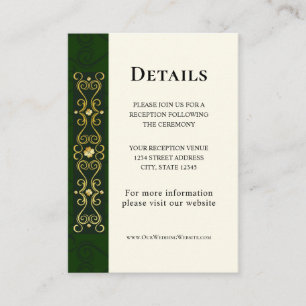 Irish Elegant Gold Artwork Abstract Green Wedding Enclosure Card