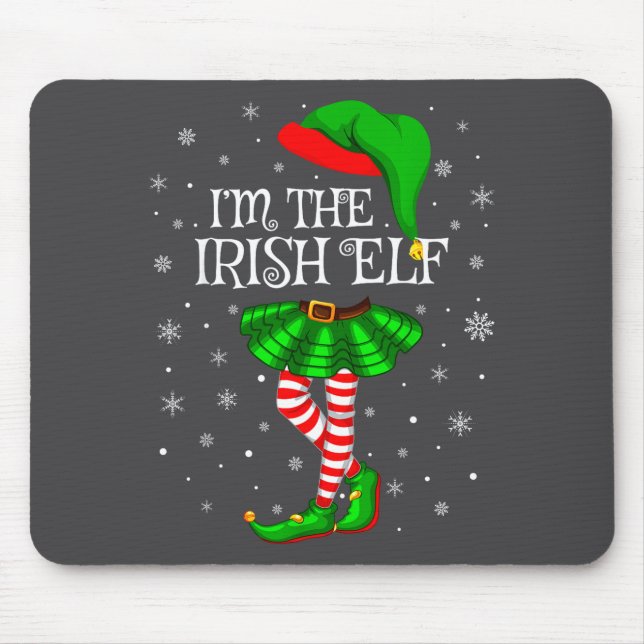 Irish Elf Christmas Matching Family Women Girls El Mouse Pad (Front)
