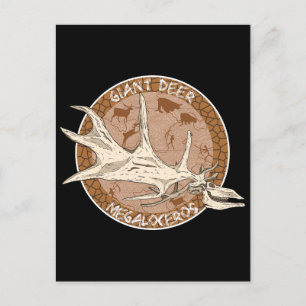 Irish Elk Paleoart Megaloceros Skull Postcard