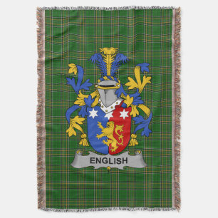 Irish English Coat of Arms Family Crest Ireland Throw Blanket