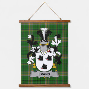 Irish Evans Coat of Arms Family Crest Hanging Tapestry